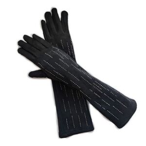 Polyester Long Gloves with Line Stone